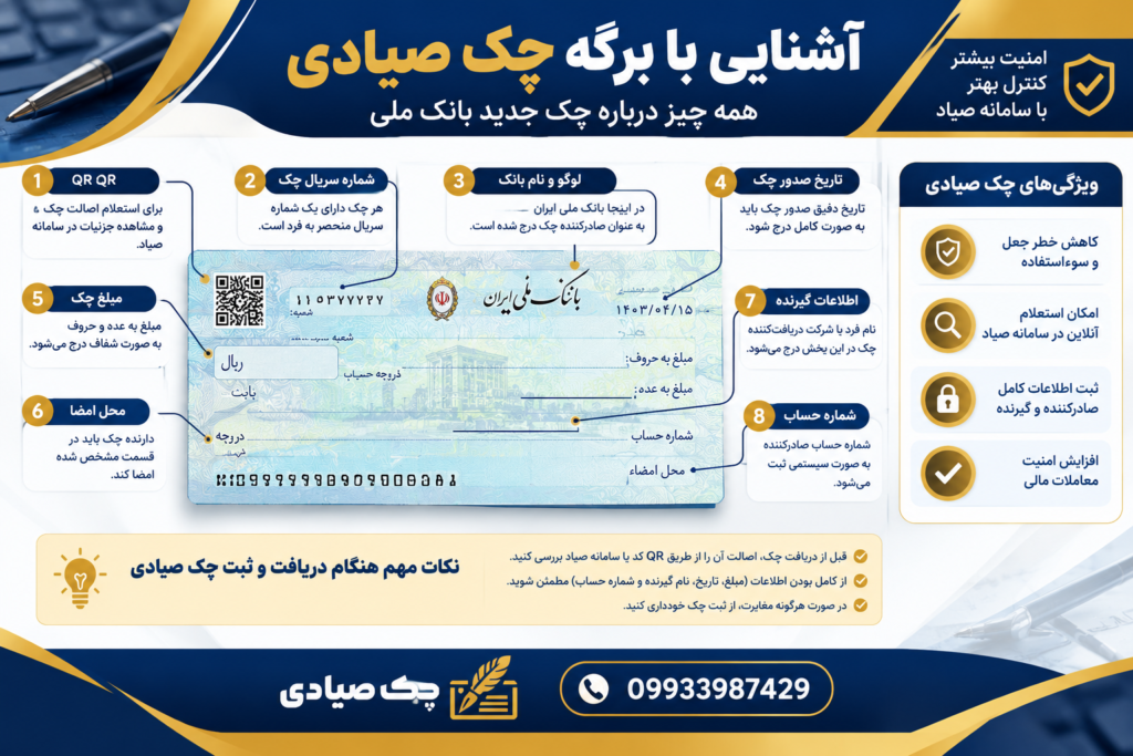 تصویر برگه چک صیادی بانک ملی